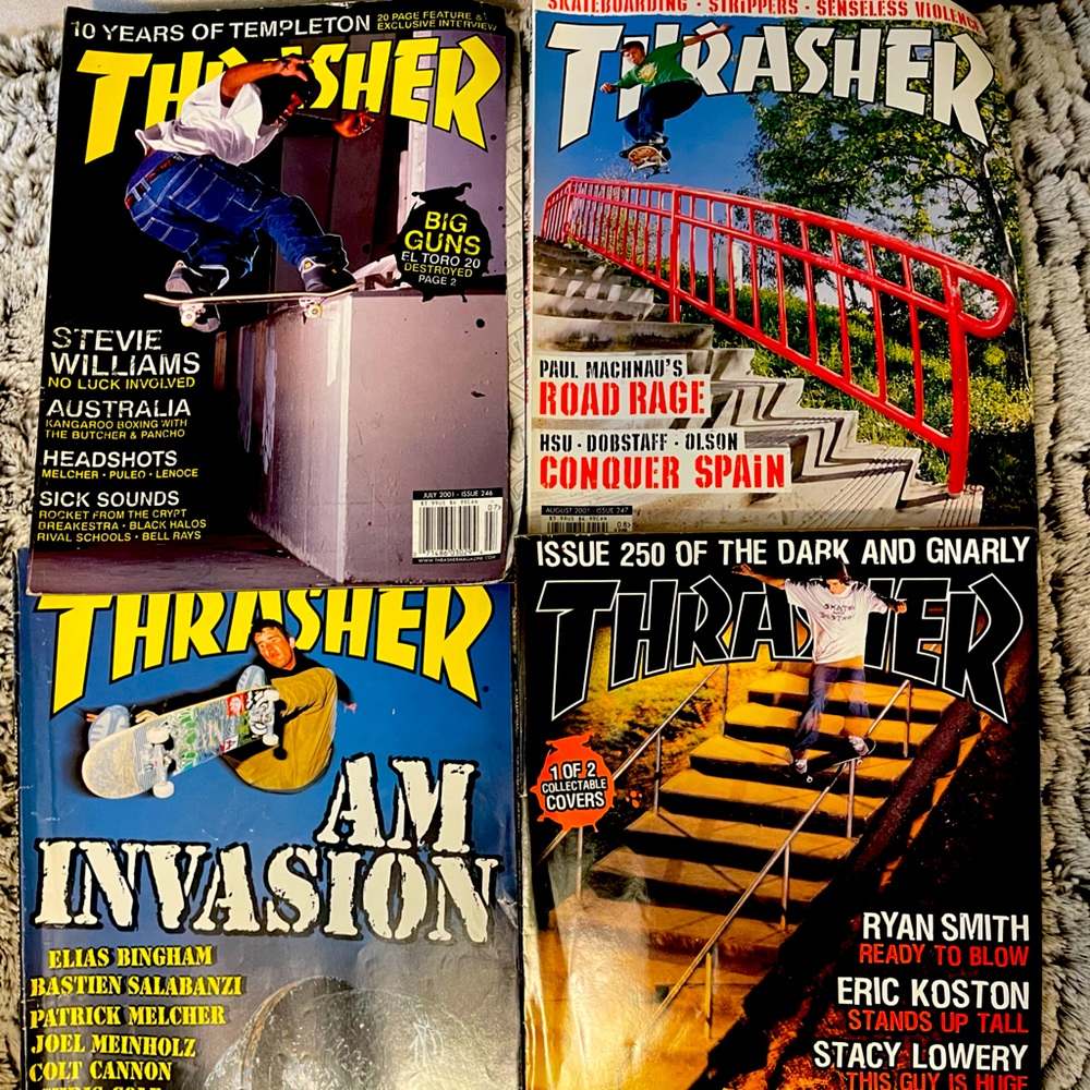 Set of Thrasher Skateboard magazines from 2001